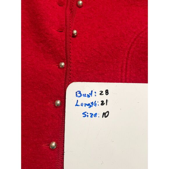 The Eagle's Eye 100% boiled wool cropped jacket VTG festive holiday red women 10 - Picture 4 of 4
